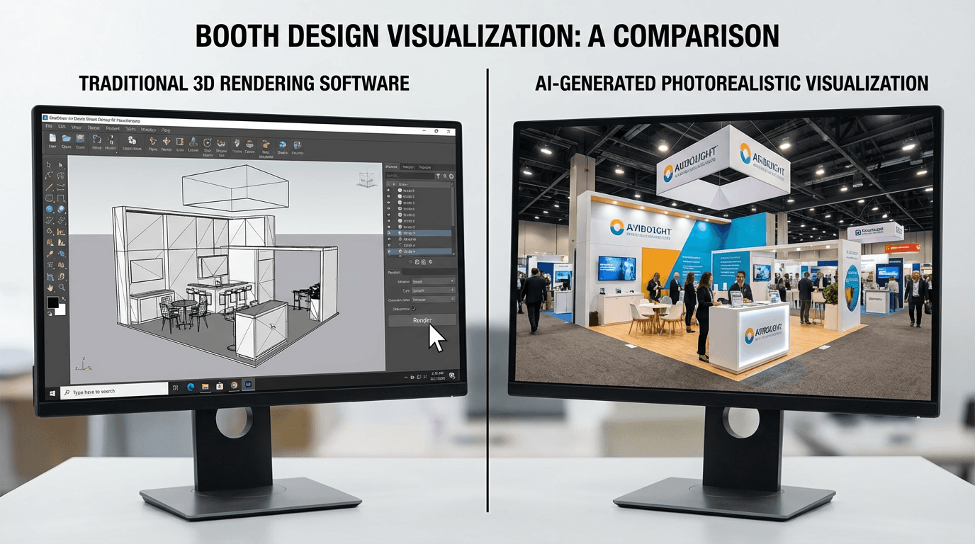 AI booth rendering vs traditional methods: full comparison